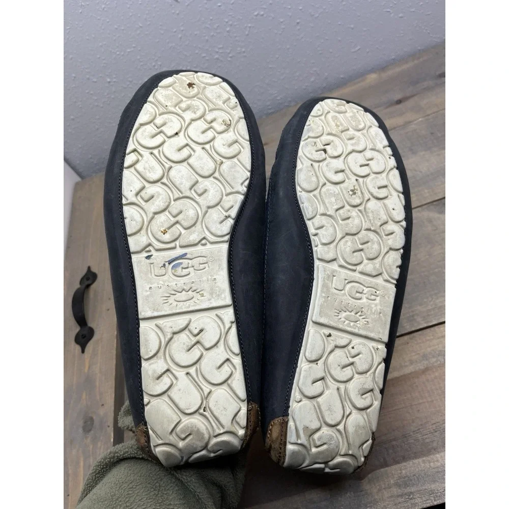 UGG Men's‎ Australia sz 10 Moccasin/Loafers Blue Suede Shearling Slippers shoes